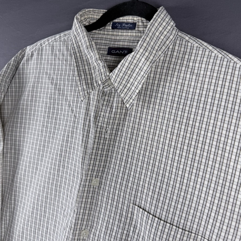 GANT Ivy Poplin Men's Plaid Cotton Button-Down Shirt XXL Long Sleeve